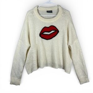 Wooden Ships Smooch Knitted Sweater Knit Small / Medium Red Lip Wool Mohair